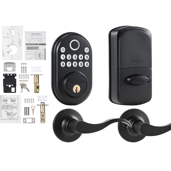 5-in-1 Smart Keyless Entry Door Lock - Fingerprint, Keypad, RFID Card, Mechanical Key, Bluetooth - Anti-Theft Deadbolt for Home Security