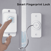 Fingerprint Fridge Lock, Door Locks for Child Safety, Refridgerator Lock, Lock for Cabinet, Drawer, Freezer, Adhesive or Drill (White)