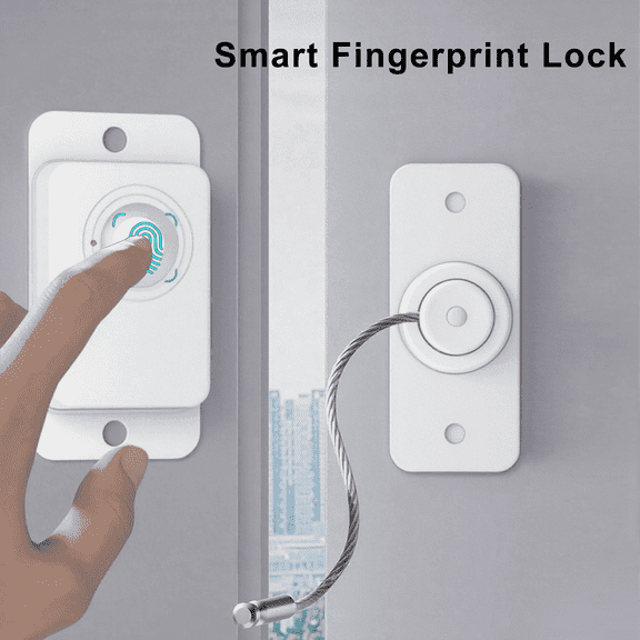 Fingerprint Fridge Lock, Door Locks for Child Safety, Refridgerator Lock, Lock for Cabinet, Drawer, Freezer, Adhesive or Drill (White)