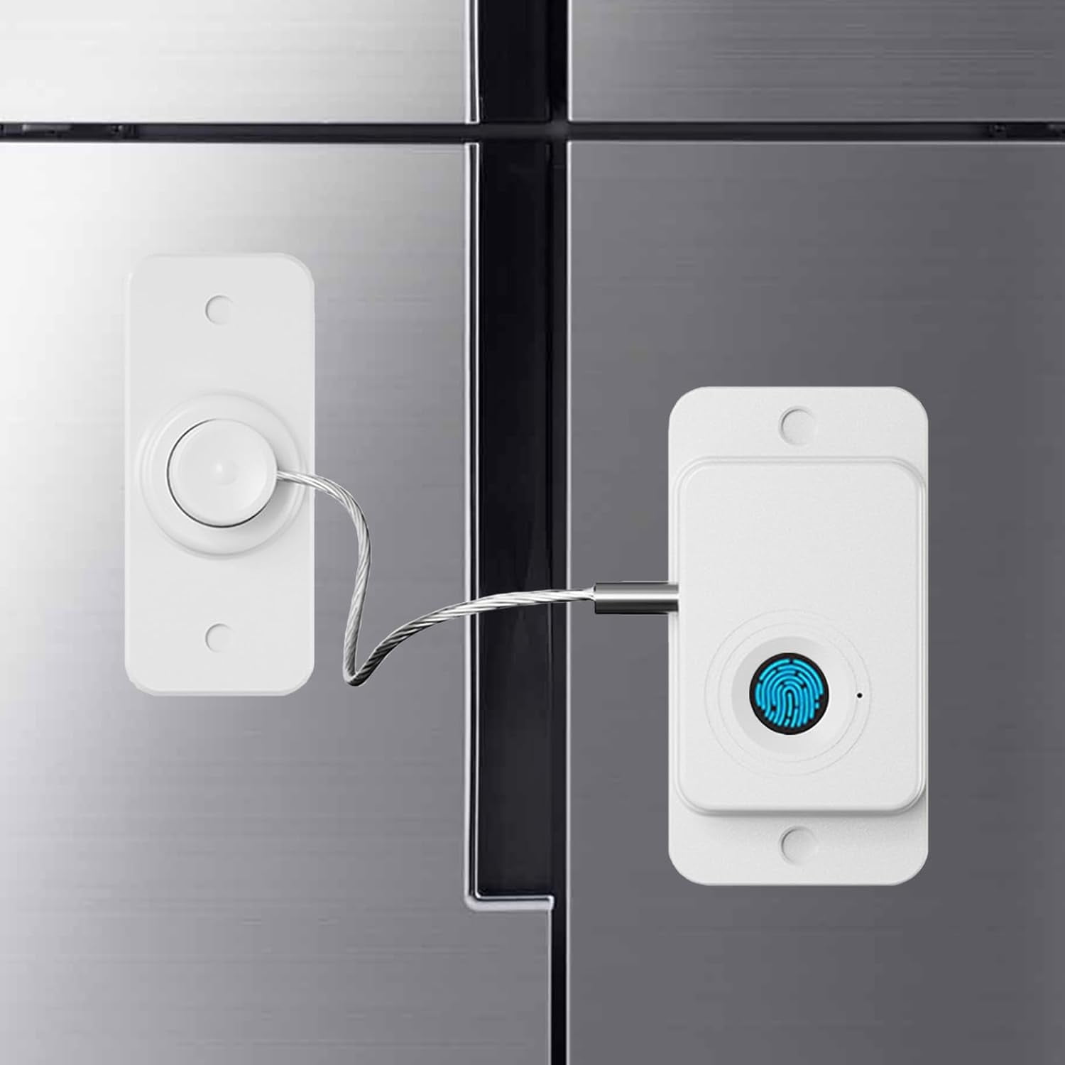 ABCISI Fingerprint Fridge Lock, Refrigerator Lock with Fingerprint, for Fridge, Cabinet locks, Drawers, Dishwasher, Toilet and Cabinet Locks Baby Proofing, 3M Adhesive No Drilling (White)