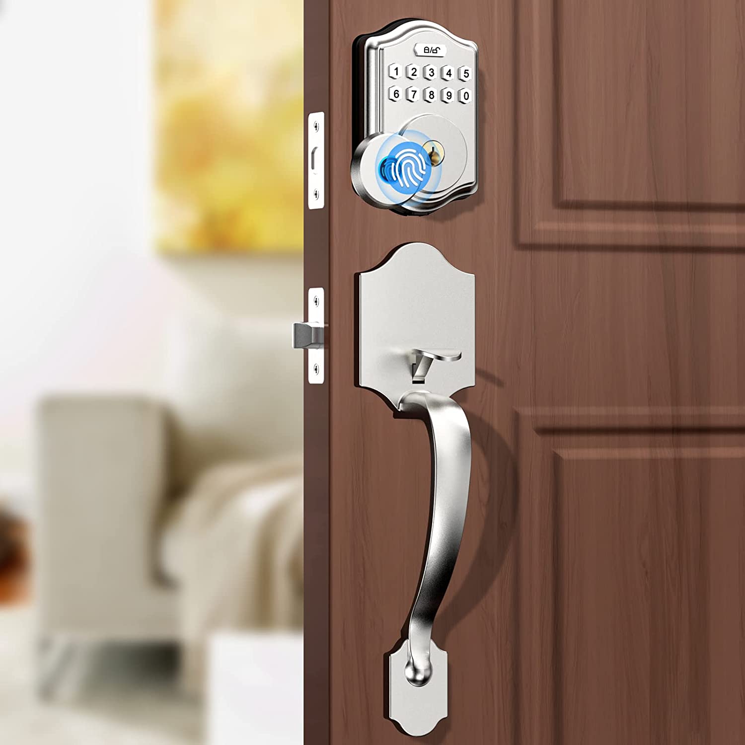 Fingerprint Front Door Lock Set with Deadbolt, FEIRO Electronic Deadbolt Lock for Door,Keyless