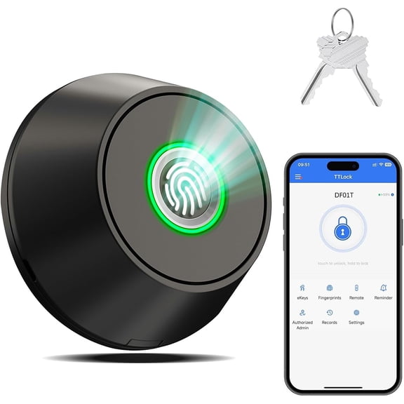 Fingerprint Keyless Entry Door Lock – Smart Deadbolt with App Control, 10-Month Battery Life, Easy Installation, Deadbolt Alternative, Black