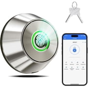 Fingerprint Keyless Entry Door Lock   Smart Deadbolt with App Control, 10-Month Battery Life, Easy Installation, Deadbolt Alternative, Silver