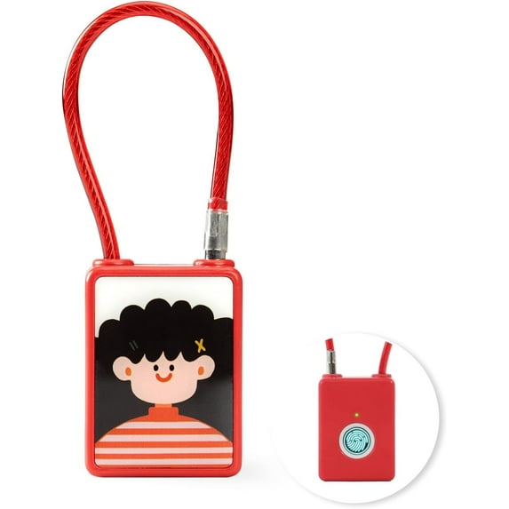 Fingerprint Padlock, Fingerprint Cable Lock Keyless USB Rechargeable Smart Biometric Lock for Backpacks, Cabinets, Lockers, Luggage, Suitcase, Gift, Gyms and Bedrooms
