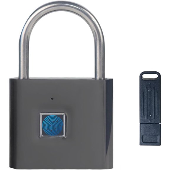 Fingerprint Padlock with Emergency Key, Biometric Padlock Quick Unlock, Waterproof and Rustproof, Locks for Warehouses, Gym, Schools, Homes, Office Cabinets