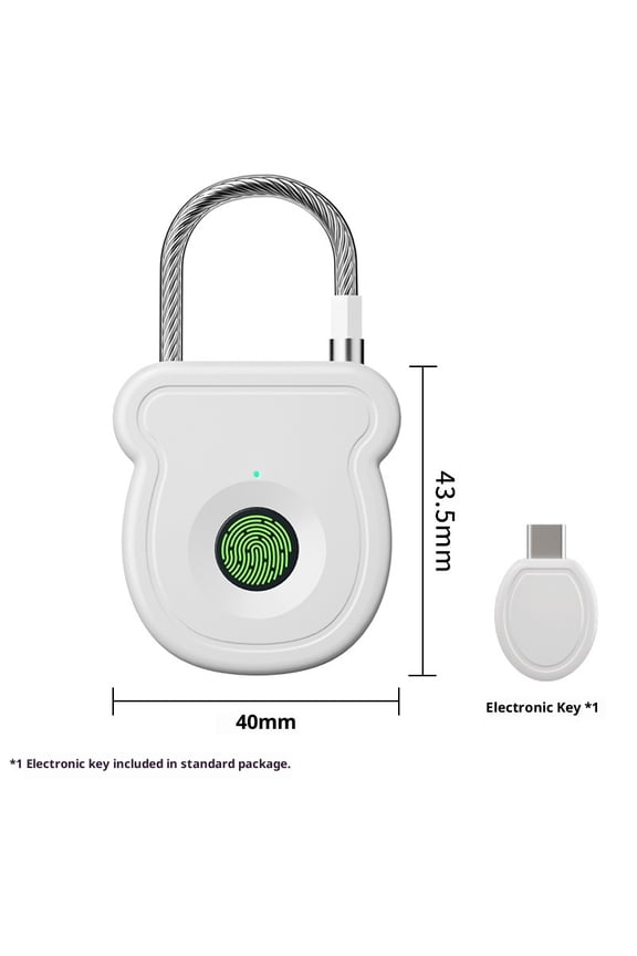 Fingerprint Padlock for Gym Locker w/USB Key, Biometric Lock 20 User for Luggage Backpack Case Toolbox Suitcase Zipper Handbag, Keyless Cable Latch for Travel Renter School Office Dorm