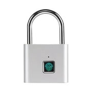 Fingerprint Padlock, Smart Padlock, Locker Lock, Biometric Metal Keyless Fingerprint Lock, USB Rechargeable, for Gym Locker, Luggage, Backpack，silver