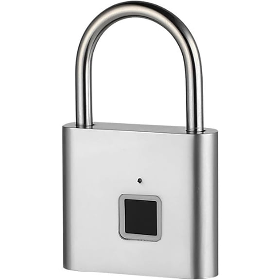 Fingerprint Padlock,Ultra Light One Touch Open Fingerprint Lock with USB Charging for Gym, Sports, School Employee Locker,Fence, Suitcase - Silver