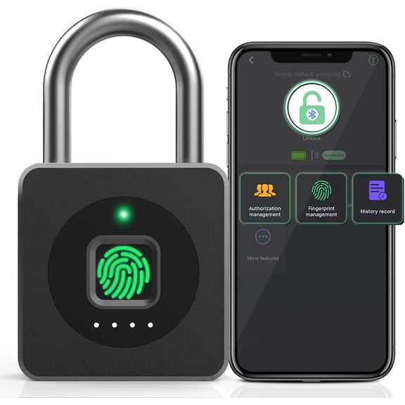 Fingerprint Padlock with APP, Keyless Biometric Lock, Smart Waterproof Padlock Suitable for Gym, Locker, Gates, Fence and Storage