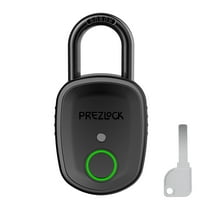 Fingerprint Padlock with Key Backup, 2keys, Prezlock, 51mm Alloy Metal Body with 1-1/8 inch Boron Shackle, Suitable for Outdoor and Heavy Duty.
