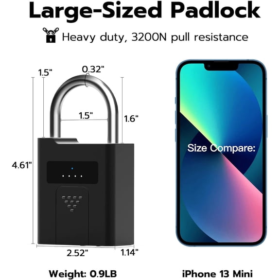 Fingerprint Padlock with Key Backup