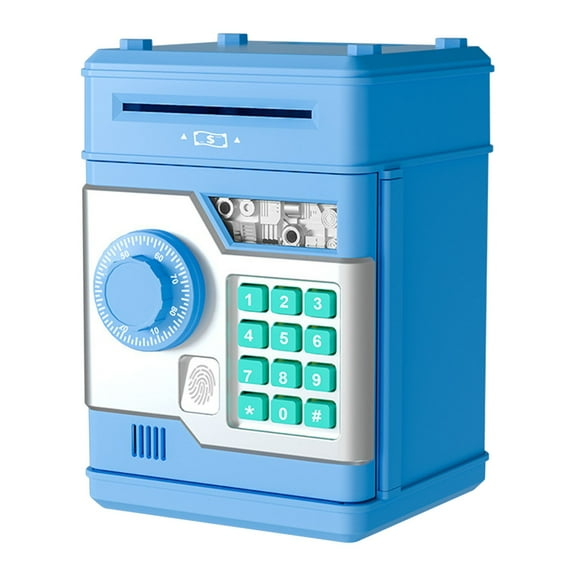 Fingerprint Password ATM Bank Box - Children's Deposit & Withdrawal Toy Bank, Secure Digital Lock Box, Educational Money Management Toy, Gift for Teenagers Boys & Girls (Blue)
