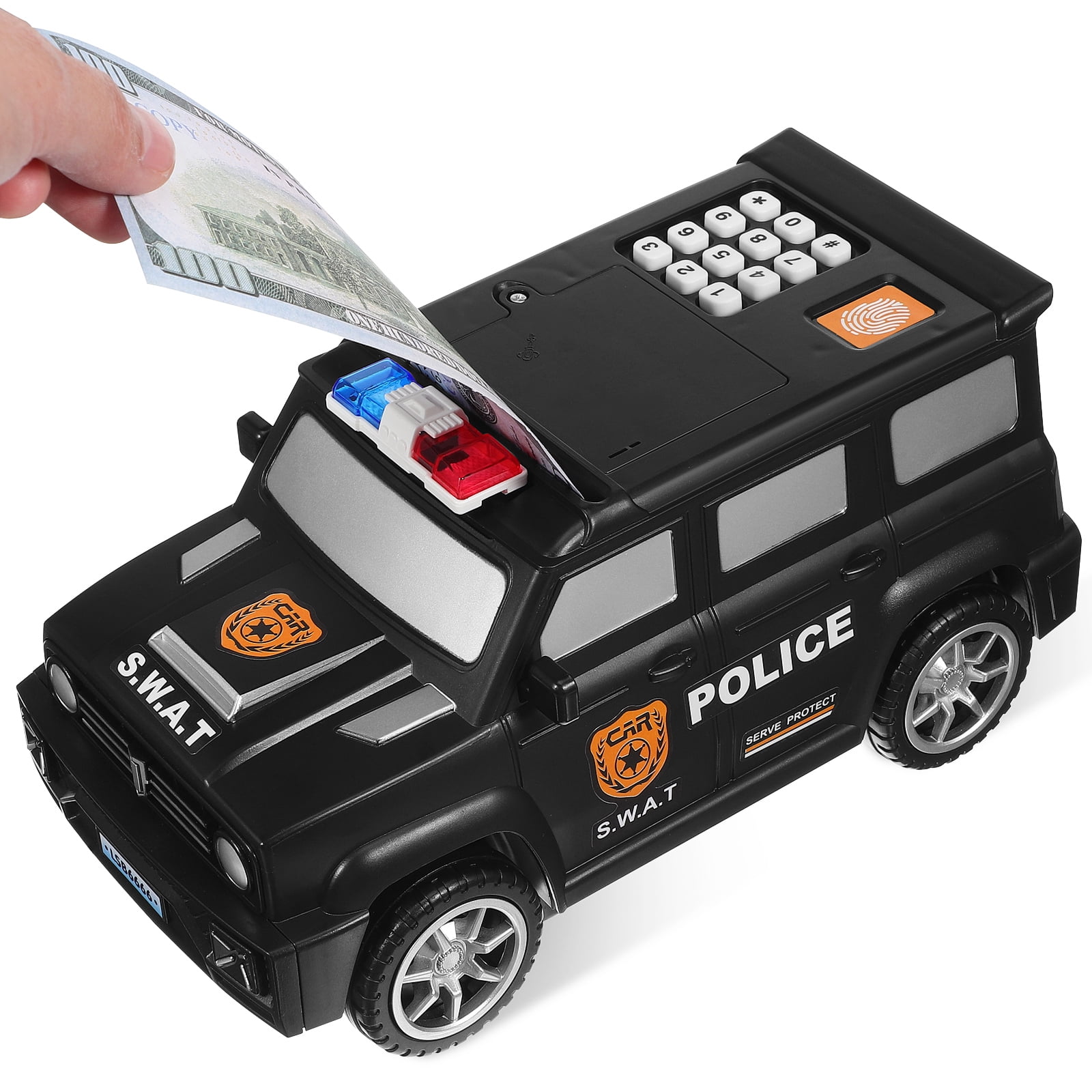 Fingerprint Piggy Bank Police Car Number Toys Banks Money Container for
