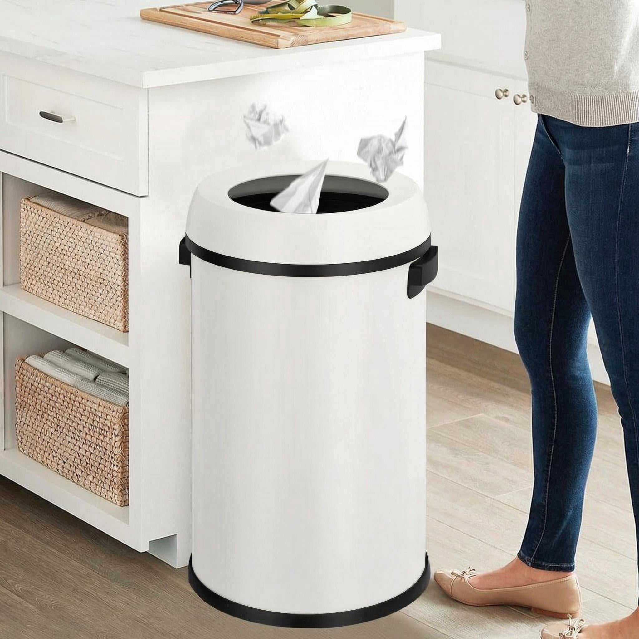 Fingerprint-Proof Stainless Steel Trash Can, 17 Gallon, Open Top ...