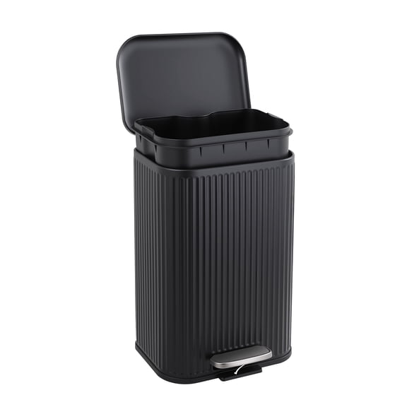 Fingerprint-Proof Step Trash Can – 20L Stainless Steel Kitchen Recycling Bin – Soft-Close Lid, Removable Fluted Inner Bucket, for Home, Office –20L Stainless Steel