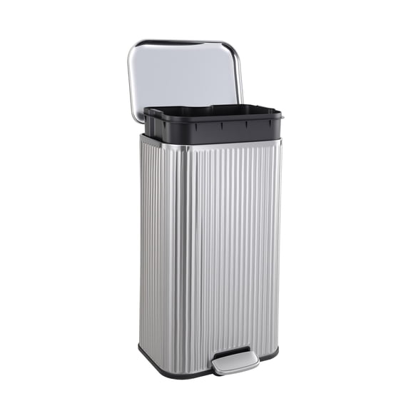 Fingerprint-Proof Step Trash Can – 30L Stainless Steel Kitchen Recycling Bin – Soft-Close Lid, Removable Fluted Inner Bucket, for Home, Office –30L Stainless Steel (Each board: 36 units