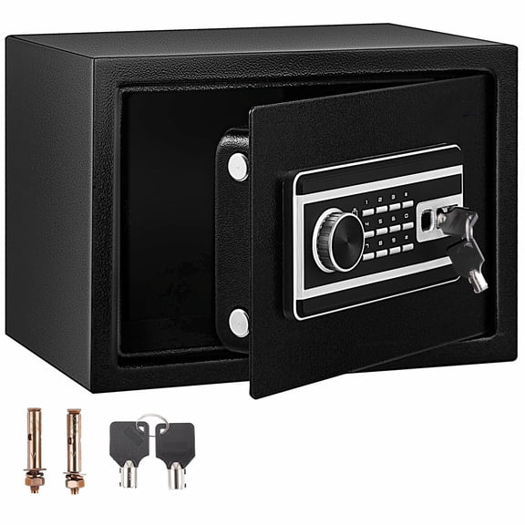 Fingerprint Safe Box 0.8 CU.FT - Steel Safe for Cash, Jewelry & Pistols - Digital Keypad & 2 Keys - Home, Office & Hotel Security
