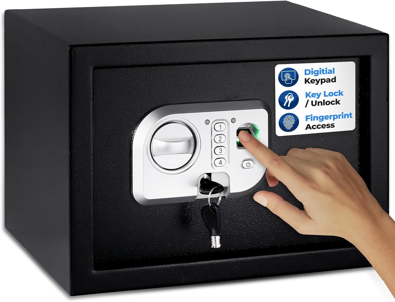 Fingerprint Safe | Safebox | Digital Touch Pad Lockbox with Code & 2 ...