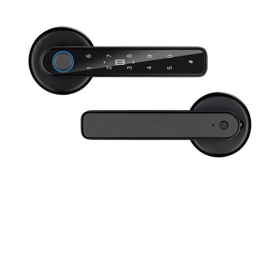 Fingerprint Security Handle Lock Biometric Password Key Unlock Type-C Emergency Charge for Doors