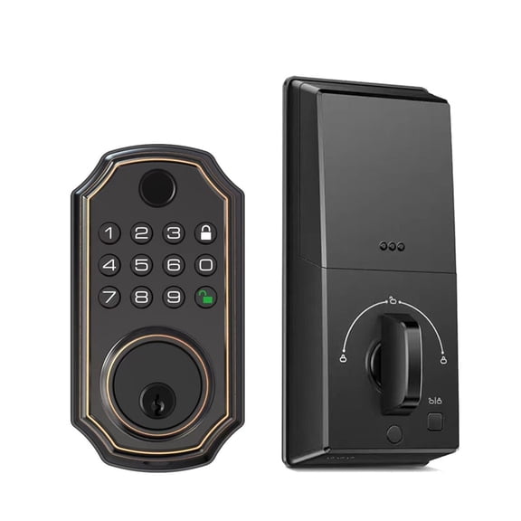 Fingerprint Smart Deadbolt Door Lock Electric Keyless Entry for Front Physical Key Phone