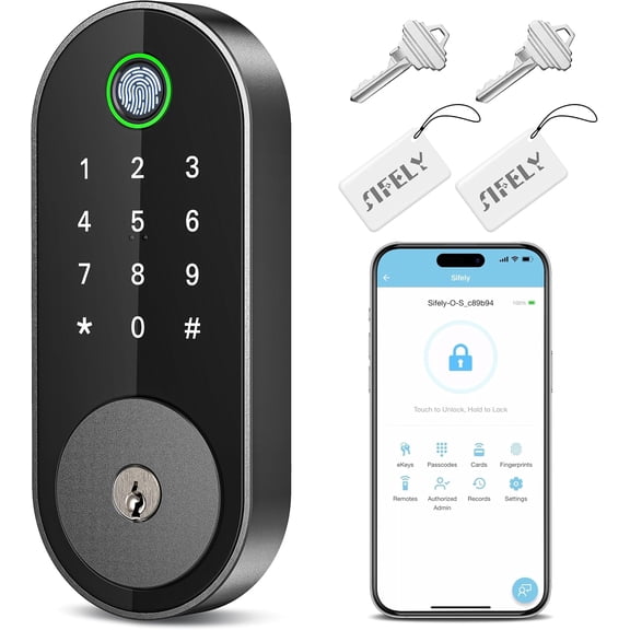 Fingerprint Smart Deadbolt with Keypad  Keyless Entry Lock for Home, Apartment, Office, Airbnb, Rental, Kids & Seniors, App Code Access, Auto-Lock, Easy DIY Install, Compatible Alexa