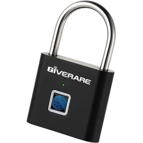 Fingerprint Smart Padlock, Biometric Metal Keyless Thumbprint Lock Alloy, USB Rechargeable, Quick Unlock Waterproof Rustproof Locks for Warehouses, Gym, Homes, Office, School Locker, Luggage-Black