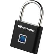 Fingerprint Smart Padlock, Biometric Metal Keyless Thumbprint Lock Alloy, USB Rechargeable, Quick Unlock Waterproof Rustproof Locks for Warehouses, Gym, Homes, Office, School Locker, Luggage-Black