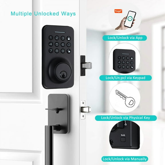 Fingerprint lock,Door Lock 4 Unlocked Bt Unlocked Bt App Lock 4 Unlocked Splenssy Keyless Door Keypad Deadbolt Lock With 2 Key/ Unlock Auto Lock Siuke With Keypad Deadbolt Buzhi Black