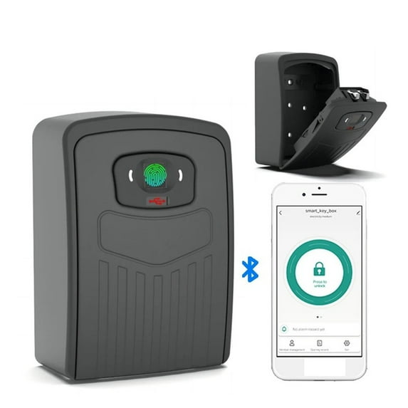 Fingerprint or Password Safe Key Box Bluetooth Storage Lock Box Smart Life App Wall Mount Security Anti-theft Lockbox ,Compact Design