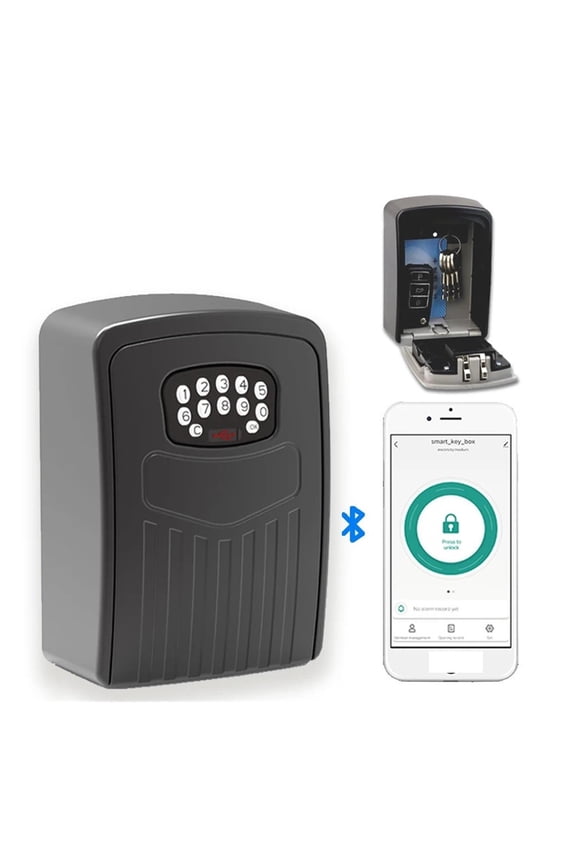 Fingerprint or Password Safe Key Box Bluetooth Storage Lock Box Smart Life App Wall Mount Security Anti-theft Lockbox ,Fireproof Resistant Insulation