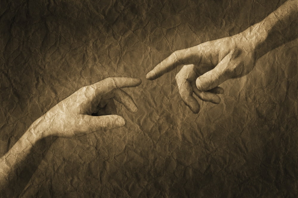 Fingers Almost Touching Canvas Art - Don Hammond Design Pics (34 x 22)