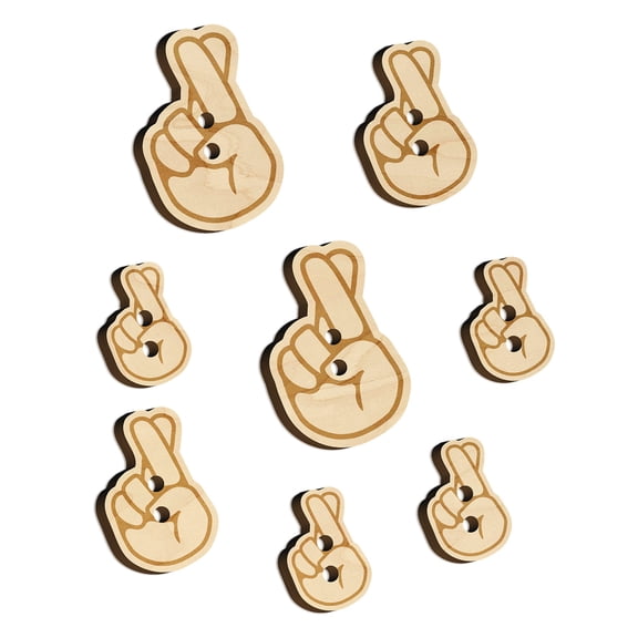 Fingers Crossed Promise Hand Gesture Wood Buttons for Crochet Knitting Sewing DIY Craft - Various Sizes (8pcs)
