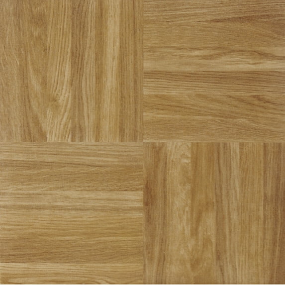 Fingers Medium Oak Vinyl Floor Tiles Self Stick Peek Flooring 12'' x 12'' 5-Pack (100 Pieces)