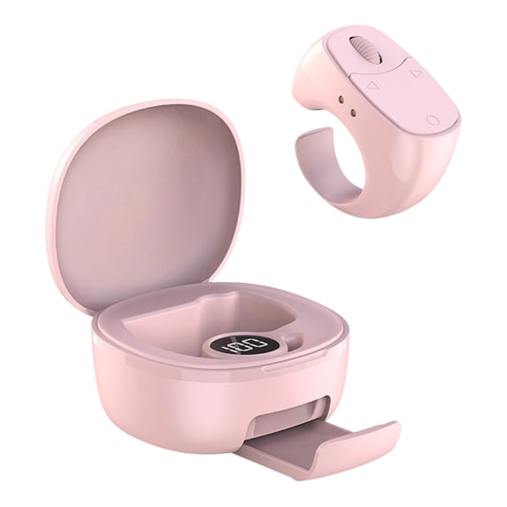 Fingertip Bluetooth Remote Control, Wireless Page Turner & Shutter for Phone & Tablet, Rechargeable Ring with Charging Case, Support Wireless Charging