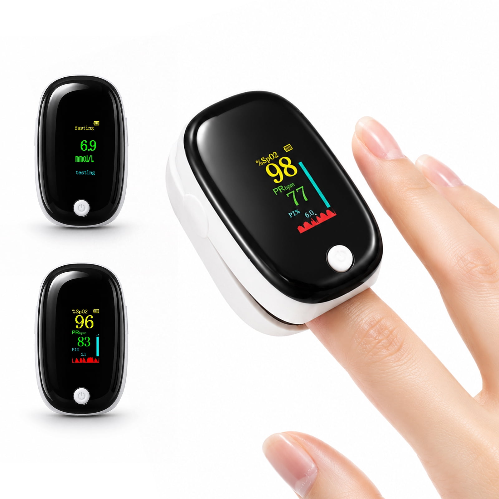 Fingertip Clip Blood Glucose Monitor, Portable 2-in-1 Digital Device ...