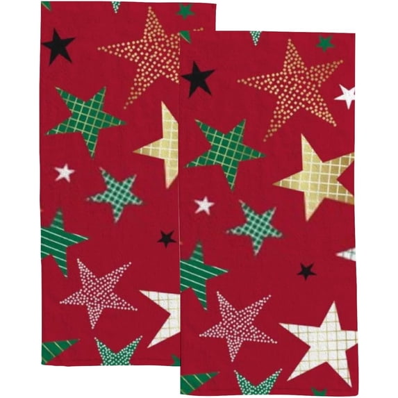Fingertip Face Bath Towels Stars Decoration Background, Soft Absorbent Thin Guest Hand Towels, 2 Pack Decorative Dish Towels for Kitchen Bathroom Hotel Gym, 30x15 Inch