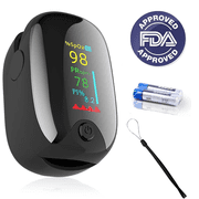 Fingertip Pulse Oximeter,Accurate Blood Oxygen Saturation Level SpO2, Oxygen Meter Finger Pulse Oximeter,Perfusion Index PI, Pulse Rate PR, Blood Oxygen Monitor with Lanyard, Black