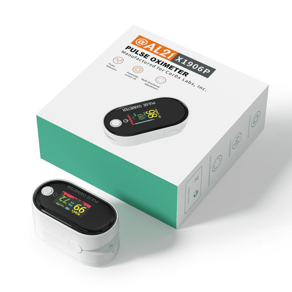 Fingertip Pulse Oximeter  Blood Oxygen Saturation Monitor with OLED Display, Heart Rate & SPO2 Tracking, Portable Design, Batteries & Lanyard Included  Included