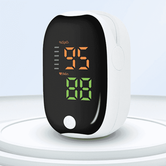 Fingertip Pulse Oximeter, Blood Oxygen Saturation Monitor (SpO2) with Pulse Rate Measurements,Portable Digital Reading LED 4 Colors Two Directions Display