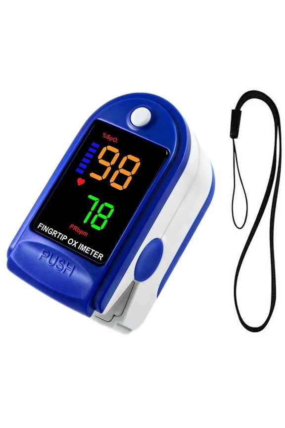 Fingertip Pulse Oximeter,Blood Oxygen Saturation Monitor (SpO2) with Pulse Rate Measurements and Pulse Bar Graph,Portable Digital Reading LED 4 Colors Display
