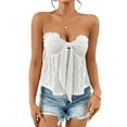 thumbnail image 1 of SOMER Women's Tube Top Summer Eyelet Bandeau Butterfly Knot Off Shoulder Top, 1 of 7