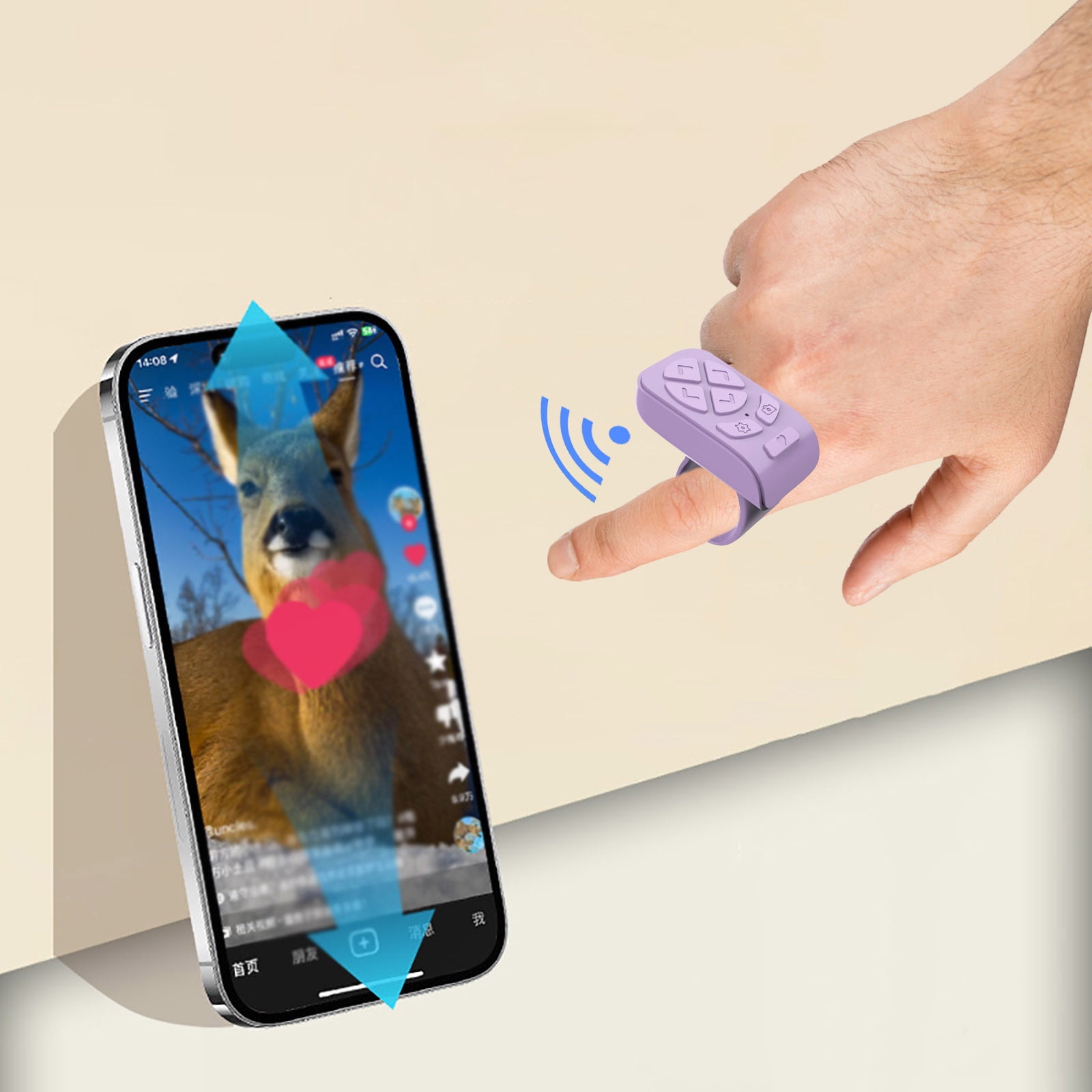 Fingertip Wireless Bluetooth Remote Control Phone Scrolling Ring Kindle ...