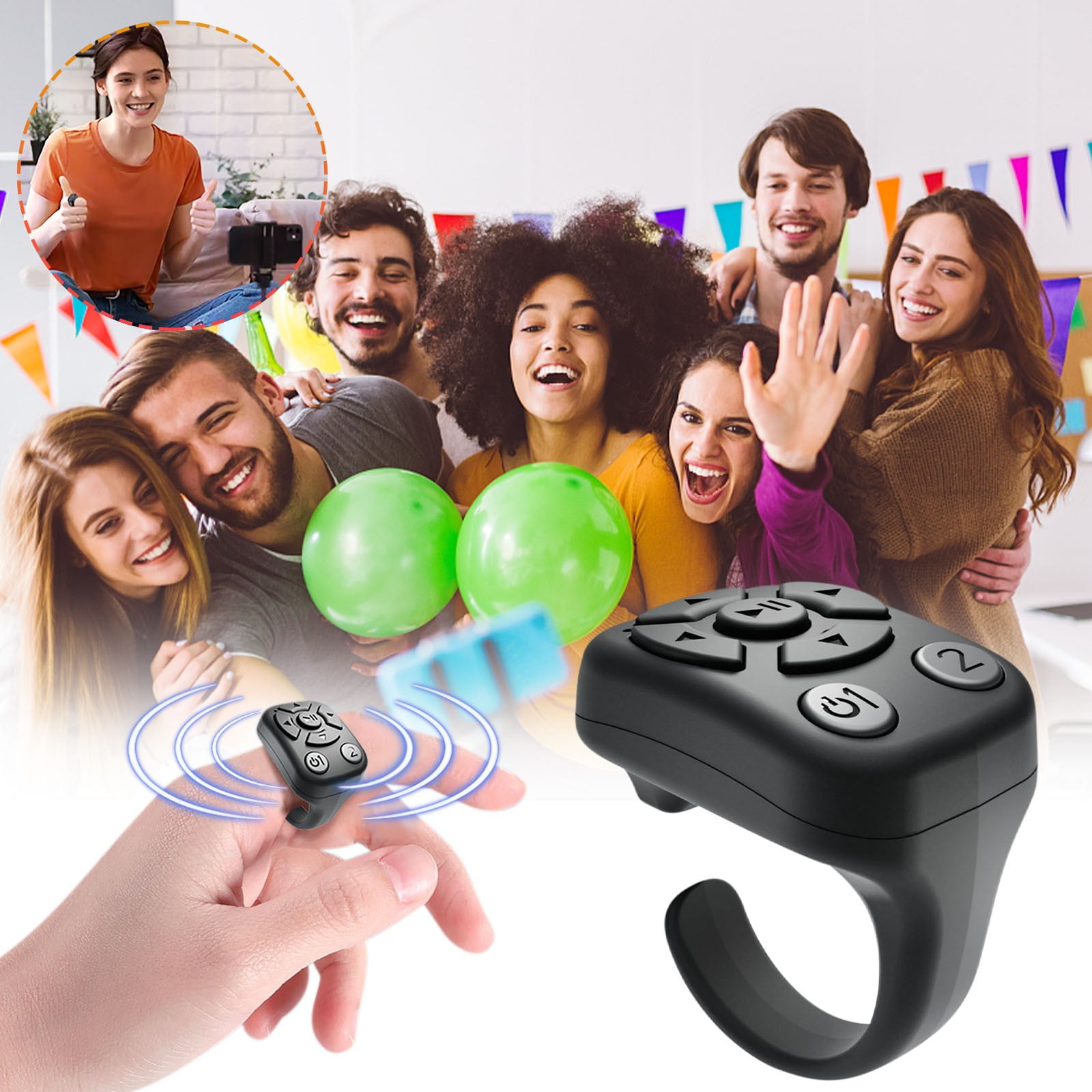 Fingertip Wireless Bluetooth Remote Control - Rechargeable Selfie Ring ...