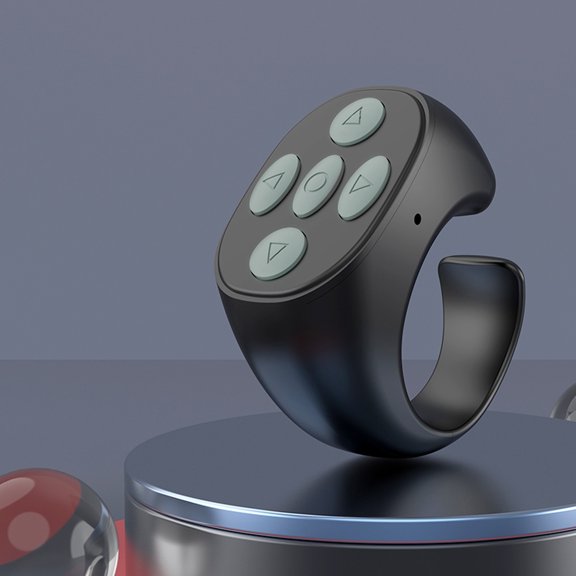 Fingertip Wireless Bluetooth Remote Control,Remote Control APP Page Turner, Scrolling Rings Rechargeable Camera Remote for Phones Tablets(Black)