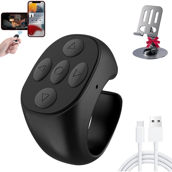 Fingertip Wireless Bluetooth Remote Control, Scrolling Ring Remote Control for TikTok, Phone Bluetooth Scroller Remote, Rechargeable Fingertip Camera Remote Scroll Ring for iOS/Android/Ipad