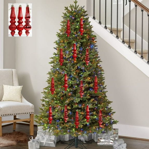 Finial Christmas Ornaments Hanging Christmas Finials Glass Ornaments Assorted Decor for Xmas Tree Vintage Holiday Decoration