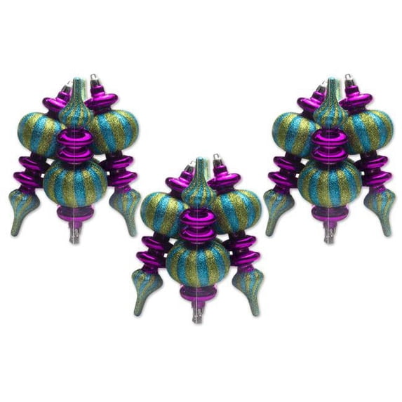 Finial Ornament Set, Multi Color - Pack of 12