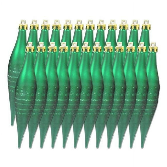 Finial Ornament with Dot Design, Green - Pack of 24