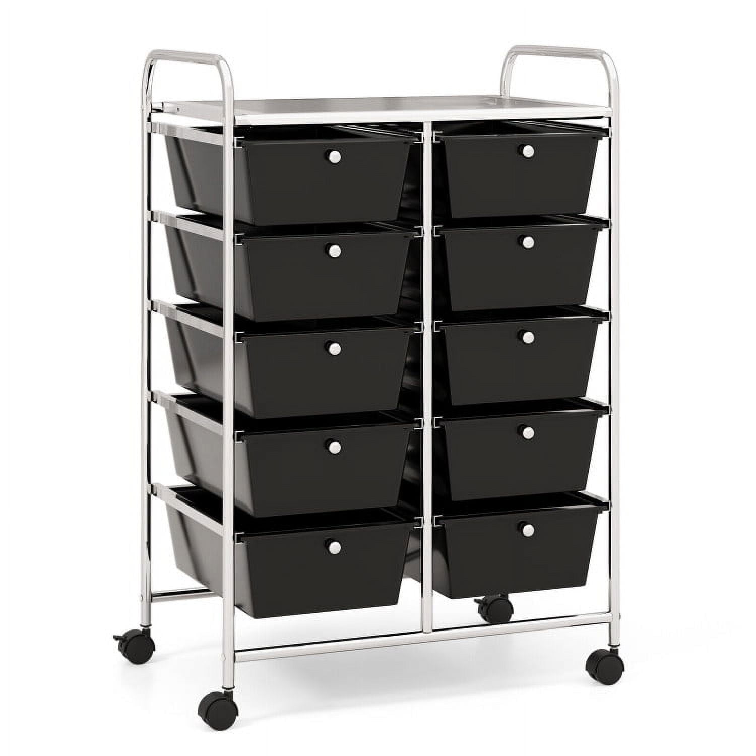 Demi Bonn 10-Drawer Rolling Storage Cart Multi-Use Storage Bin Organizer Rolling with 4 Universal Casters, Black