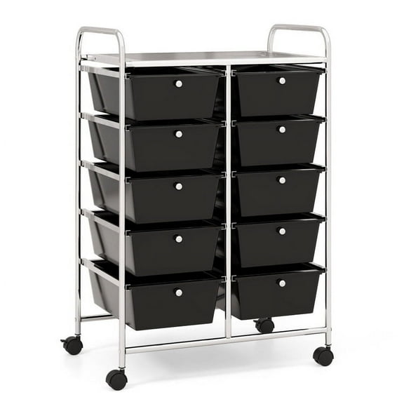 Demi Bonn 10-Drawer Rolling Storage Cart Multi-Use Storage Bin Organizer Rolling with 4 Universal Casters, Black